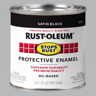 Rust-Oleum® Stops Rust®, Satin Protective Enamel, Black, Oil-Based, Half Pint