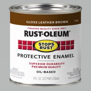 Rust-Oleum® Stops Rust®, Gloss Protective Enamel, Leather Brown, Oil-Based, Half Pint