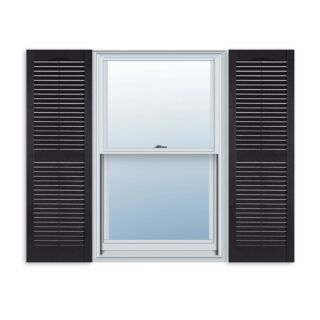 Cellwood Black Vinyl Louvered Shutters with midrail (1 Pair)