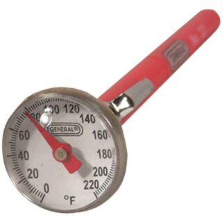 GENERAL Pocket Stem Thermometer, 0 to 220 deg F, Analog Display