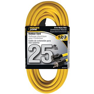 Powerzone Extra Heavy Duty Extension Cord, 12/3, Yellow 25 ft.