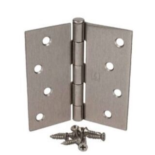 Hager, 4 in. x 4 in. Plain Bearing Mortise Door Hinge with Square Corners, Removable Pin, (US15) Satin Nickel, Pair
