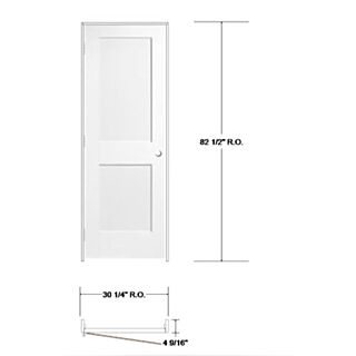 Frameport 28 in.x 80 in. 2 Panel Shaker Style Interior Door Right-Handed Unit