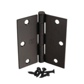 Hager, 3-1/2 in. x 3-1/2 in. Plain Bearing Mortise Steel Door Hinge with Square Corners, Removable Pin, (10R)  Antique Bronze Matte Lacquer, Pair