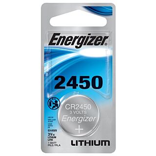 Energizer ECR2450BP Coin Cell Battery, CR2450 Battery, Lithium, Manganese Dioxide, 3 V Battery