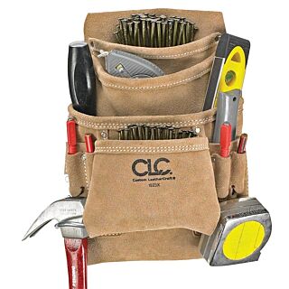 CLC Tool Works I923X Nail and Tool Bag, 10-Pocket, Suede Leather, Tan