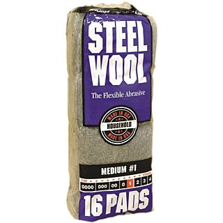 Homax 106604-06 Steel Wool Pad, #1 Grit, Medium, Gray