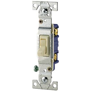 Eaton Wiring Devices 1301-7V Toggle Switch, 120 V, Wall Mounting, Polycarbonate, Ivory