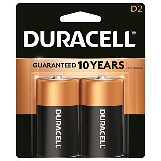 DURACELL MN1300B2Z Alkaline Battery, D Battery, Manganese Dioxide, 1.5 V Battery