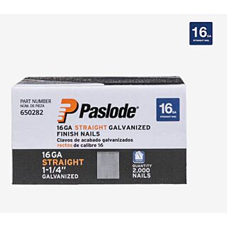 Paslode Collated Finish Nails, 16 Gauge Straight, 1-1/4 in., Galvanized, 2,000 Count
