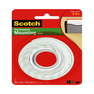 Scotch® Permanent Mounting Tape, 1/2 in. x 75 in.