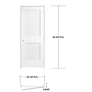 Frameport 30 in.x 80 in. 2 Panel Shaker Style Interior Door Left-Handed Unit