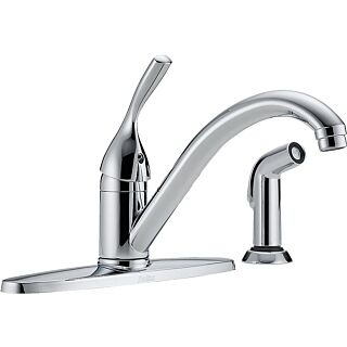 DELTA 400-DST Kitchen Faucet with Side Spray, 1-Faucet Handle, 4-3/4 in H Spout, Brass, Chrome