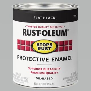 Rust-Oleum® Stops Rust®, Flat Protective Enamel, Black, Oil-Based, Quart