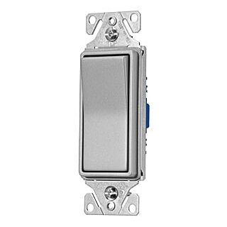 Eaton Wiring Devices 7500 Series 7501SG-K-L Rocker Switch, 120/277 V, Strap Mounting, Thermoplastic, Silver Granite