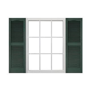 Cellwood Dark Spruce Vinyl Louvered Shutters with midrail (1 Pair)