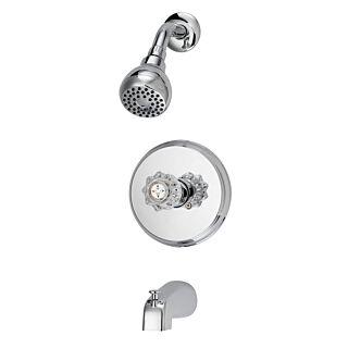 Boston Harbor Tub and Shower Faucet, 2 gpm at 80 psi, Zinc Tub Spout, 1 Acrylic Round Handle, Chrome