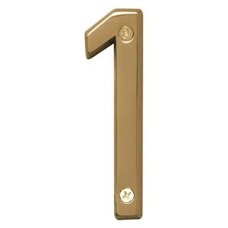 HY-KO Prestige BR-42PB/1 House Number, Character 1, 4 in H Character, Brass Character