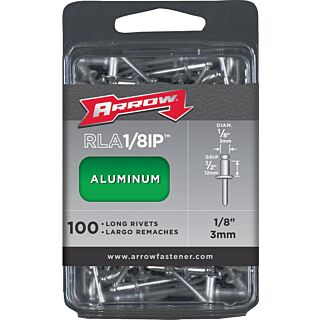Arrow ⅛ in. IP Pop Rivet, ½ in. Long, Aluminum 100 Count