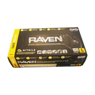SAS Raven® Powder Free Nitrile Gloves, Black, Large