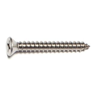 MIDWEST #14 x 2 in. 18-8 Stainless Steel Phillips Flat Head Sheet Metal Screws, 15 Count