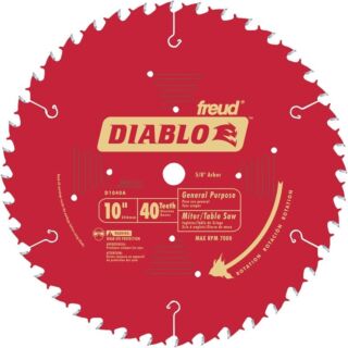Diablo D1040A Circular Saw Blade, 10 in Dia, Carbide Cutting Edge, 5/8 in Arbor, Steel