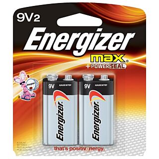 Energizer 522BP-2 Alkaline Battery, 9 V Battery, Zinc, Manganese Dioxide, 9 V Battery