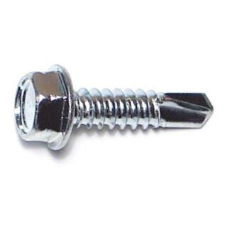 MIDWEST #14-14 x 1 in. Zinc Plated Steel Hex Washer Head Self-Drilling Screws, 30 Count