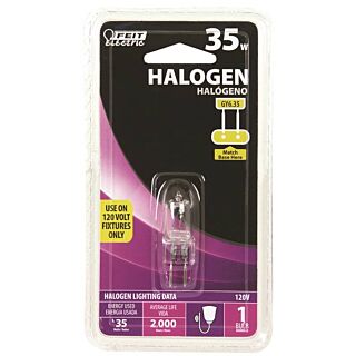 Feit Electric BPQ35T4/JCD Halogen Lamp, 35 W, JCD T4, Candelabra GY6.35