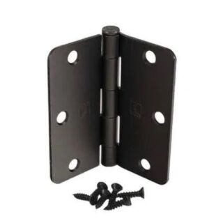 Hager 3-1/2 in. x 3-1/2 in. Steel Hinge with Rounded Corners, Pair