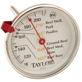 Taylor Meat Thermometer, 120 to 212 deg F, Analog Display