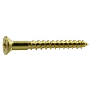 MIDWEST #6 x 1 in. Brass Phillips Flat Head Wood Screws, 65 Count