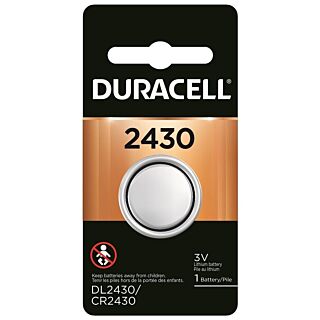 DURACELL DL2430BPK Coin Cell Battery, Lithium, Manganese Dioxide, CR2430 Battery,
