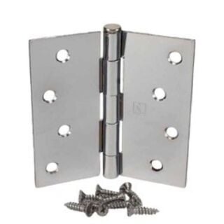 Hager, 4 in. x 4 in. Plain Bearing Mortise Door Hinge with Square Corners, Removable Pin, (US26) Polished Chrome, Pair