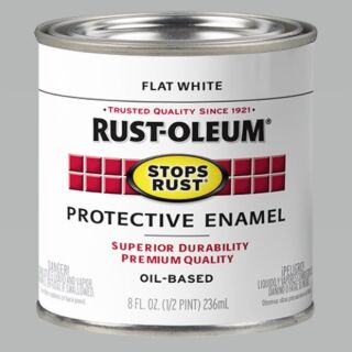 Rust-Oleum® Stops Rust®, Flat Protective Enamel, White, Oil-Based, Half Pint