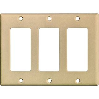 Eaton Cooper Wiring 2163 Series 2163V-BOX Standard-Size Wallplate, 3-Gang, Thermoset, Ivory