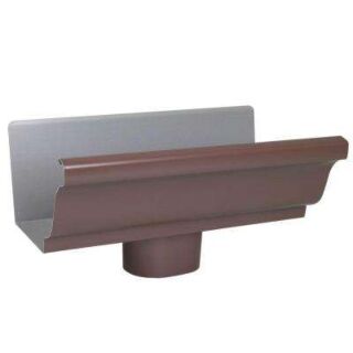 Amerimax 5 in. K-Style Aluminum Gutter End Section w/Outlet, Brown
