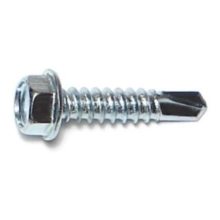 MIDWEST #12-14 x 1 in.Zinc Plated Steel Hex Washer Head Self-Drilling Screws, 50 Count