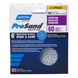 Norton 6 in. ProSand Hook & Sand Random Orbital Discs 60 Grit, Multi Hole, 10 Pack
