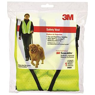 3M TEKK Protection 94601-80030T Reflective Safety Vest, One-Size, Fabric, Fluorescent Yellow