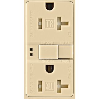 Eaton Wiring Devices TRSGF20V Duplex GFCI Receptacle, 20 A, 2-Pole, 5-20R, Ivory