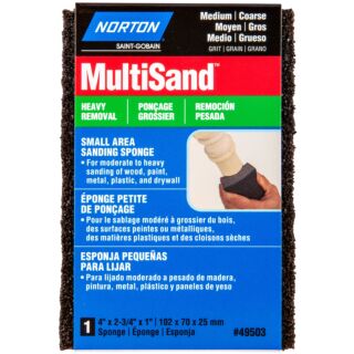 Norton MultiSand Small Area Sanding Sponge, Medium/Coarse