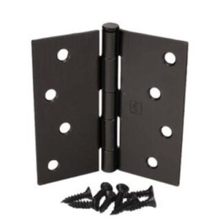 Hager, 4 in. x 4 in. Plain Bearing Mortise Door Hinge with Square Corners, Removable Pin, (10R) Antique Bronze Matte Lacquer, Pair