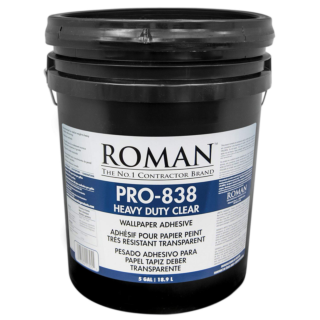 Roman PRO 838 Heavy Duty Clear Wallcovering Adhesive, 5 Gallon