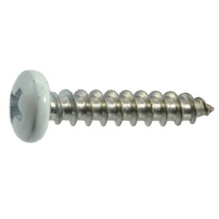 MIDWEST #10 x 1 in. White Painted 18-8 Stainless Steel Phillips Pan Head Sheet Metal and Shutter Screws, 25 Count