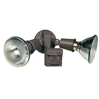 Heath Zenith Motion Activated Security Light, 2-Lamp, Incandescent Lamp, Plastic, Gray