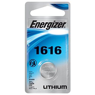 Energizer ECR1616BP Coin Cell Battery, CR1616 Battery, Lithium, Manganese Dioxide, 3 V Battery