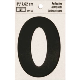 HY-KO RV-50/0 Reflective Sign, Character 0, 3 in H Character, Black Character