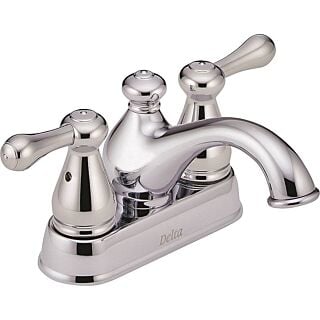 DELTA Leland 2578LF-278 Bathroom Faucet, 2-Faucet Handle, 4-1/8 in H Spout, Brass, Chrome