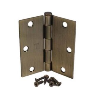 Hager, 3-1/2 in. x 3-1/2 in. Plain Bearing Mortise Steel Door Hinge with Square Corners, Removable Pin, (US5) Antique Brass, Pair